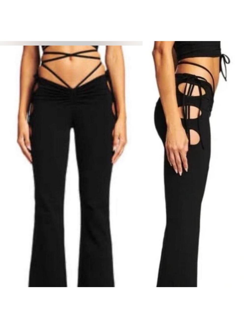 I.AM.GIA black Minka cutout flare pants size Medium